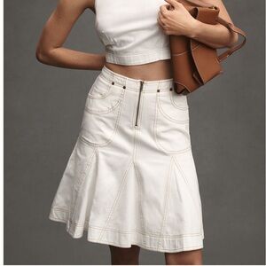 Anthropologie Pilcro Fluted Knee-Length Ivory Skirt. Size 12. MSRP $128